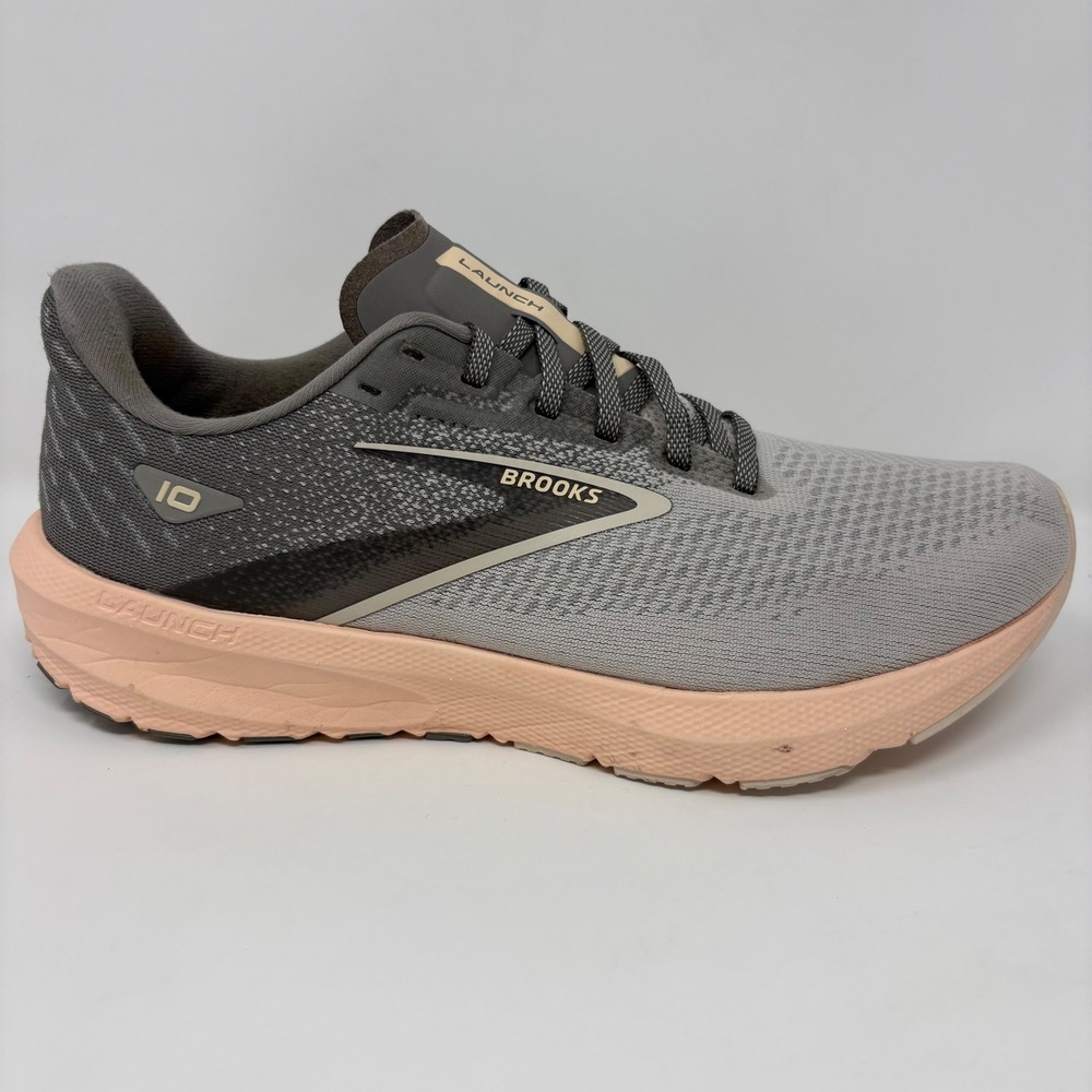 Brooks Launch 10 Womens Size 10 Grey Peach Athletic Running Shoes Sneakers